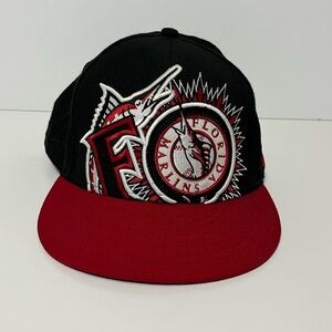 Florida Marlins New Era 59fifty Mens Size 7 5/8 Cap Hat Black Wool Baseball MLB